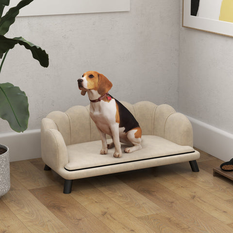 Rootz Dog Sofa Cat Bed - Pet Couch - Animal Lounger - Soft Velor Cushion - 98.5cm x 60.5cm x 35.5cm - Elegant Shell Design