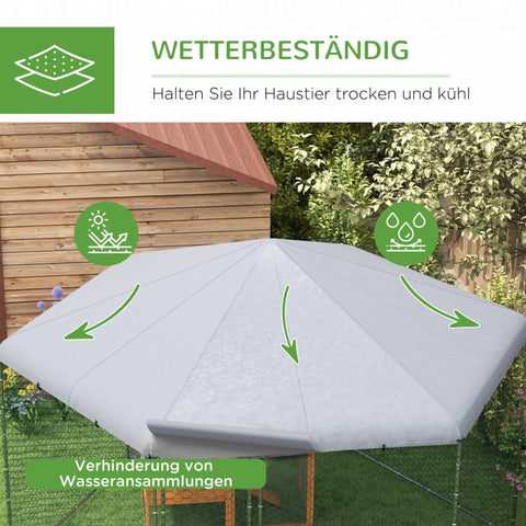 Rootz Chicken Coop Enclosure - Outdoor Poultry Run - Galvanized Steel - Protective Roof - Easy to Access - 400cm x 346cm x 263cm