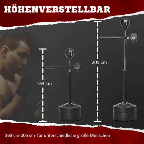 Rootz Boxing Stand with Punching Ball - Height Adjustable - Rotatable - Strength Training - 80.5 x 48 x 163-205 cm