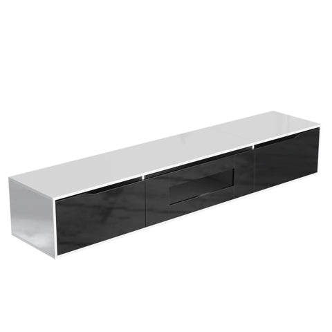 Rootz High Gloss TV Cabinet - Media Console - Entertainment Stand - LED Lighting - Customizable Atmosphere - 180L x 35W x 30H cm