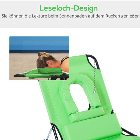 Rootz Sun Lounger Reading Window - Reclining Chair - Folding Bed - Water Resistant - Durable & Portable - 187cm x 58cm x 36cm