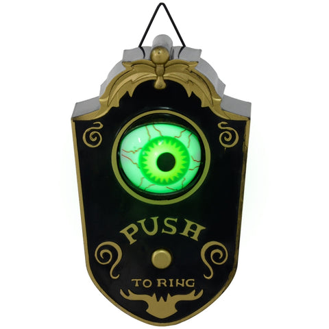 Rootz Halloween Decoration Zimbab Bell - Electric Doorbell - Glowing Eye - Spooky Atmosphere - 11cm x 5cm x 18cm