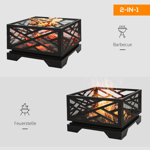 Rootz Vuurschaal met Spark Guard - Vuurplaats voor buiten - BBQ Grill - Duurzaam staal - 66cm x 66cm x 66cm