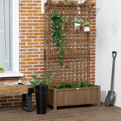 Rootz Raised Bed with Trellis - Plant Box - Flower Bed - Weatherproof Wood - 90 x 45 x 183 cm - Optimal Garden Protection