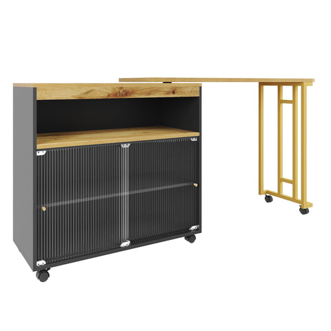 Rootz Extendable Bar Table - Movable Modern Bar Table - Telescopic Bar Table with LED - Storage Space - 138-204×39×105cm