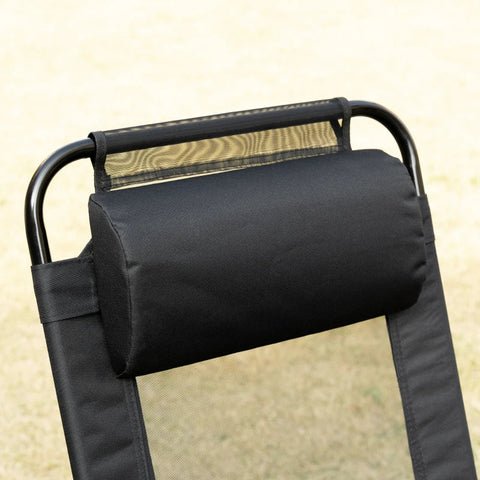 Rootz Folding Chair Set of 2 - Folding Lounger - Weatherproof - 5-Way Adjustable Backrest - Metal Frame - Black - 62W x 70D x 109H cm