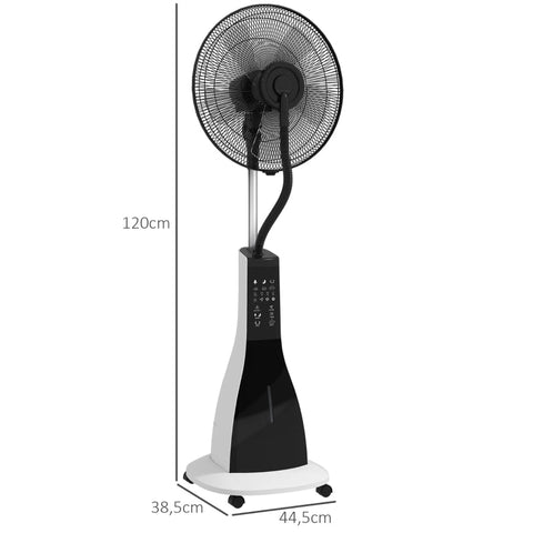 Rootz 2-in-1 Pedestal Fan with Humidification - Quiet Floor Fan - Mobile Cooling Fan - Remote Control - 3 Speeds & Modes - 75° Swivel - 44.5cm x 38.5cm x 120cm - Metal/ABS - Black/White