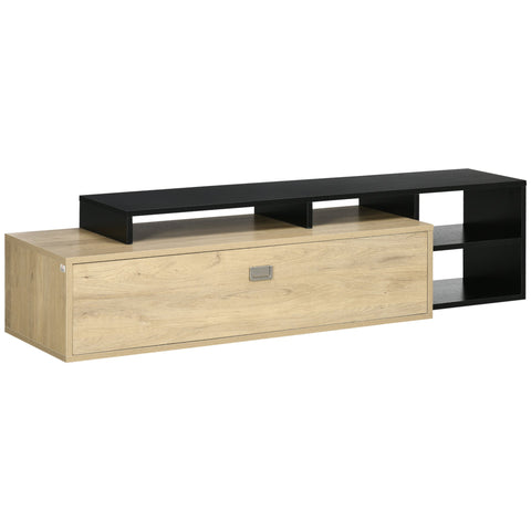 Rootz TV Stand Furniture - TV Bench - Entertainment Unit - Movable Shelf - 163cm x 40cm x 38cm