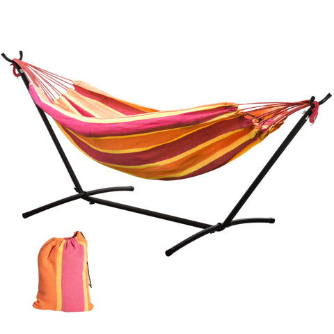 Rootz Hammock with Stand - Hanging Bed - Portable Lounger - Max. 120kg - 298L x 117W x 105H cm - Includes Carry Bag