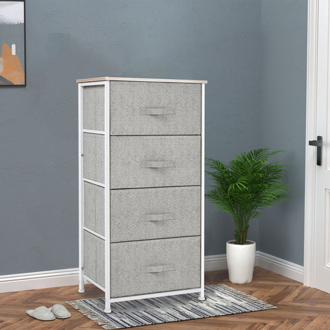 Rootz Fabric Chest of Drawers - Storage Unit - Dresser - Modern Design - 45W x 30D x 92H cm - Metal Frame - Space-Saving Solution