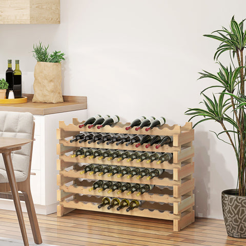 Rootz 6 Tier Wine Rack - Bottle Rack - Wine Storage - Enhances Wine Maturation - 72 Bottles - 114L x 28W x 85H cm Solid Pine Wood