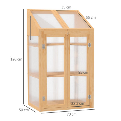 Rootz Mini Greenhouse - Compact Plant Shelter - Seed Starter - Wooden Frame - Optimal Light & Heat - 70L x 50W x 120H cm