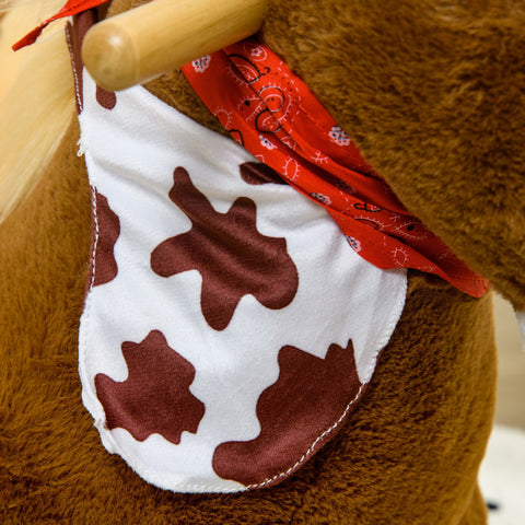 Rootz Rocking Horse - Rocking Animal - Toddler Ride-On - Safety Belt - 60L x 33W x 50H cm - Plush Cover - Neighing Function