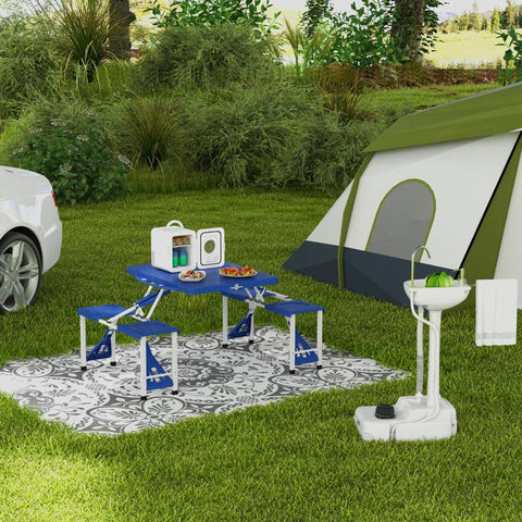 Rootz Portable Outdoor Hand Wash Basin - Mobile Sink - Camping Sink - Integrated Soap Dispenser - 51cm x 33.5cm x 103cm