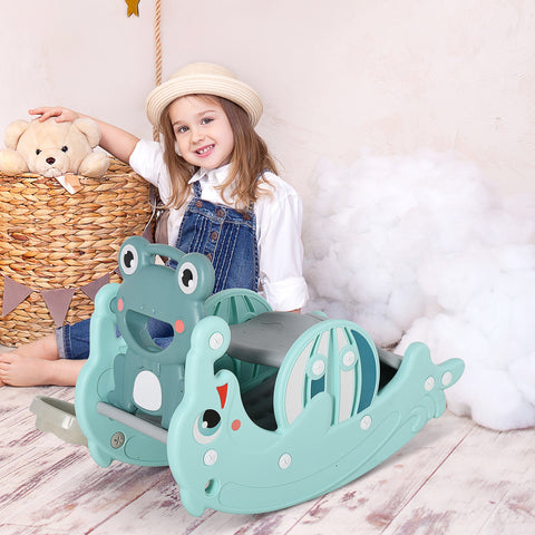 Rootz 3-in-1 Children's Toy - Rocking Horse - Slide - Basketball Hoop - Boosts Sports Skills - HDPE - 72cm x 34cm x 47cm