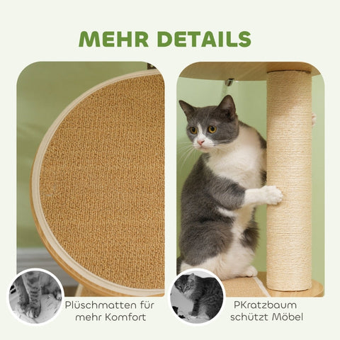 Rootz Floor-to-Ceiling Cat Tree - Cat Tower - Scratching Post - Adjustable Height - Wood Material - 40cm x 40cm x 230-250cm