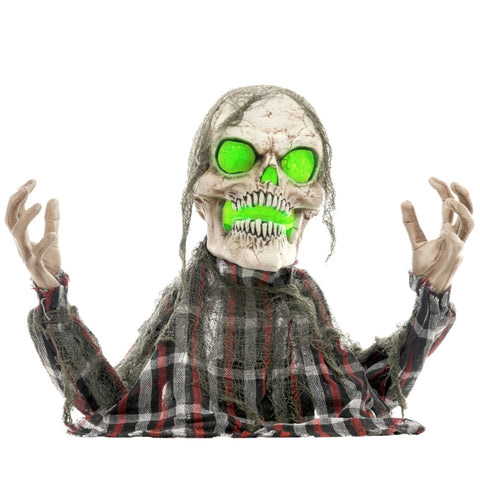 Rootz Halloween Animated Decoration - Creepy Skeleton - Spooky Props - Glowing Mouth & Eyes - Eerie Howls - 40cm x 16cm x 70cm