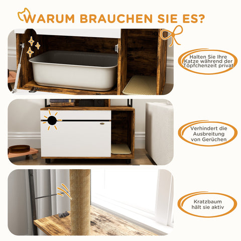 Rootz 3-Tier Shelf Cat Litter Box - Enclosed Cat House - Hidden Litter Cabinet - Privacy Ensured - 80cm x 48cm x 152cm