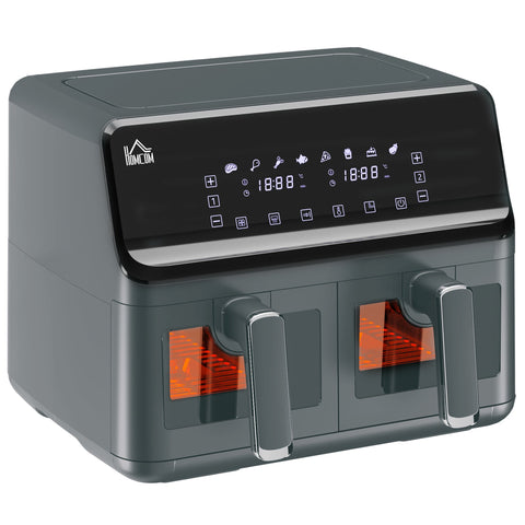 Rootz Hot Air Fryer - No-Oil Fryer - Double Basket Cooker - 8 Programs & Timer - 38.5cm x 38cm x 30.5cm - Healthier Cooking
