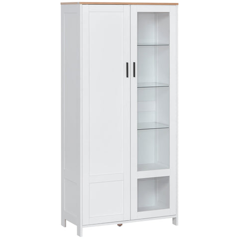 Rootz Kitchen Buffet Cabinet - Display Cabinet - Storage Unit - 7 Glass Shelves - 76 x 36 x 160 cm - Elegant Design