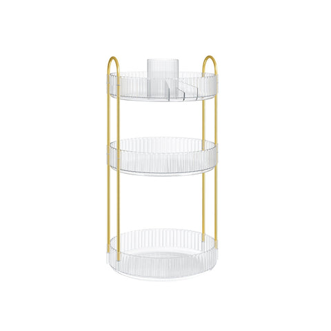 Rootz Make-up Organizer - Cosmetic Storage - Gift - Transparent Design - Metal & PET Plastic - 23cm x 23cm x 46cm - 3 Tiers