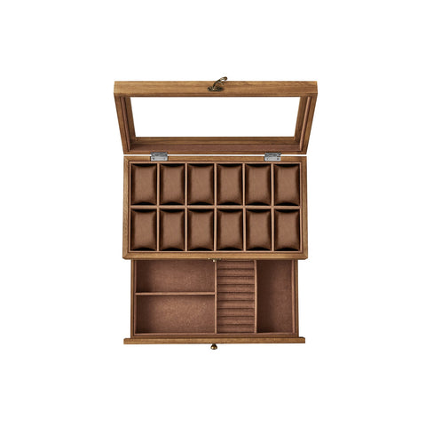 Rootz Watch Box - Organizer - Storage Case - Solid Walnut Wood - 30cm x 20cm x 8cm