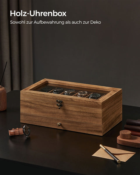 Rootz Watch Box - Organizer - Storage Case - Solid Walnut Wood - 30cm x 20cm x 8cm