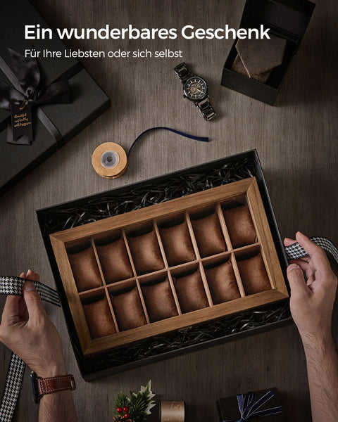 Rootz Watch Box - Organizer - Storage Case - Solid Walnut Wood - 30cm x 20cm x 8cm