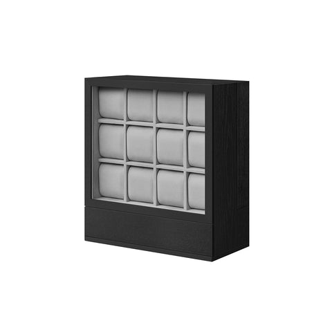 Rootz Watch Box - Jewelry Organizer - Timepiece Storage - 12 Compartments - Black - 15cm x 29.5cm x 32.5cm