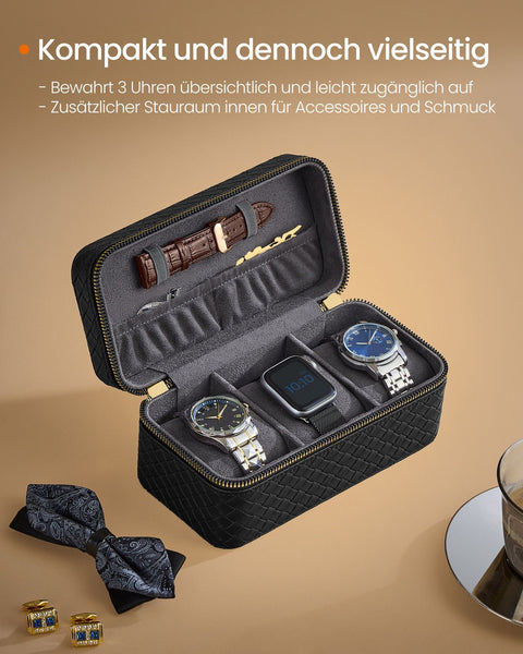 Rootz Watch Box - Timepiece Holder - Watch Storage Case - PU & Suede - 10cm x 20cm x 9cm