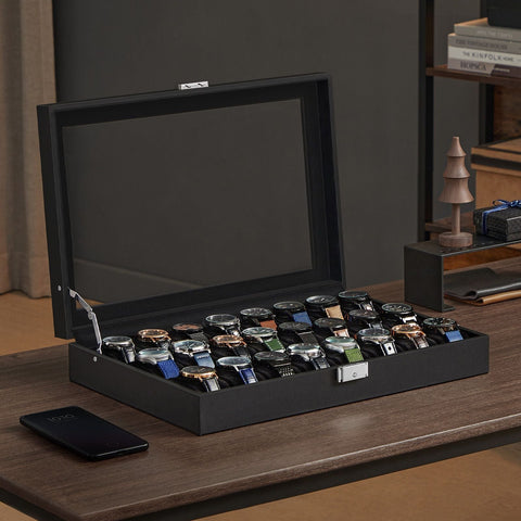 Rootz Watch Box Organizer - Watch Storage - Jewelry Case - MDF Construction - 29.5cm x 43cm x 8cm