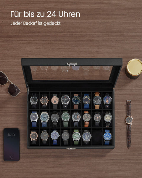 Rootz Watch Box Organizer - Watch Storage - Jewelry Case - MDF Construction - 29.5cm x 43cm x 8cm