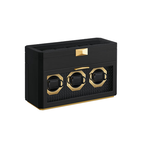 Rootz Watch Box for 9 Watches - Display Case - Jewelry Organizer - Protects Watches - 16.2 x 40 x 25.3 cm - Black