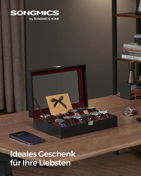 Rootz Watch Box Organizer - Timepiece Storage Case - Jewelry Holder - MDF - PU & Velvet Lining - 20.2cm x 30.2cm x 7.8cm