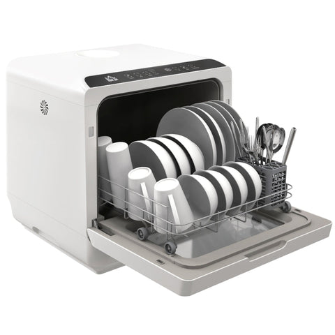 Rootz Small Dishwasher - Compact Kitchen Helper - Table Dishwasher - 6 Programs - Sparkling Clean Dishes - 45W x 44D x 45.8H cm