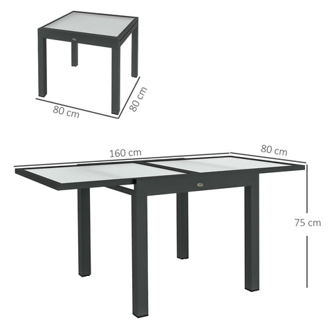 Rootz Extendable Garden Table - Dining Table - Outdoor Table - Space-Saving Design - 160 x 80 x 75 cm