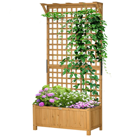 Rootz Raised Bed with Trellis - Plant Box - Flower Bed - Weatherproof Wood - 90 x 45 x 183 cm - Ample Planting Space