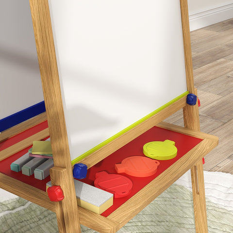 Rootz 3-in-1 Children's Easel - Chalkboard - Whiteboard - Creative Fun - 61L x 47W x 113H cm - Adjustable Height 95-110 cm - Includes Accessories