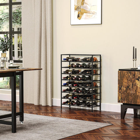 Rootz Wine Rack - Bottle Rack - 54 Bottle Storage - Keeps Corks Moist - 63L x 25W x 91H cm - Black Epoxy Metal