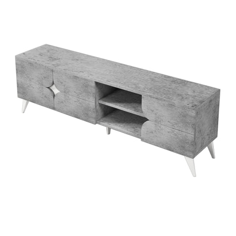 Rootz TV Cabinet with Open Compartments - Media Console - Entertainment Unit - Cable Management - 160cm x 40cm x 51cm