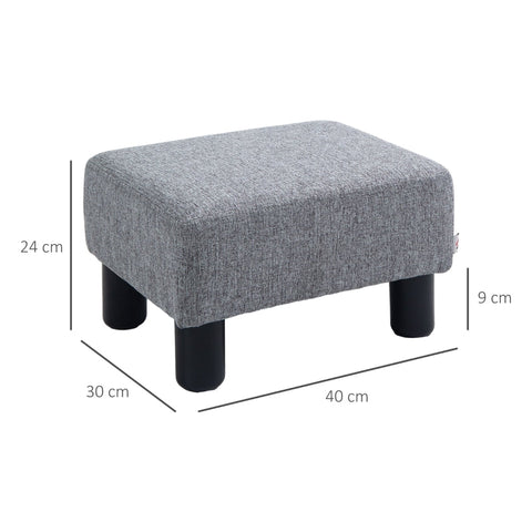 Rootz Stool with Fabric Cover - Footrest - Coffee Table - Supports Up to 100kg - Comfortable Seating - Protective Foot Pads - 40cm x 30cm x 24cm - Light Gray Linen Look