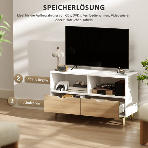 Rootz TV Cabinet - TV Chest - Media Console - Durable & Stylish - 99cm x 39cm x 58cm - White