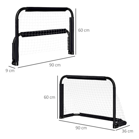 Rootz Football Goal Set - Mini Soccer Goals - Folding Metal Frame - Easy Transport - 90cm x 36cm x 60cm