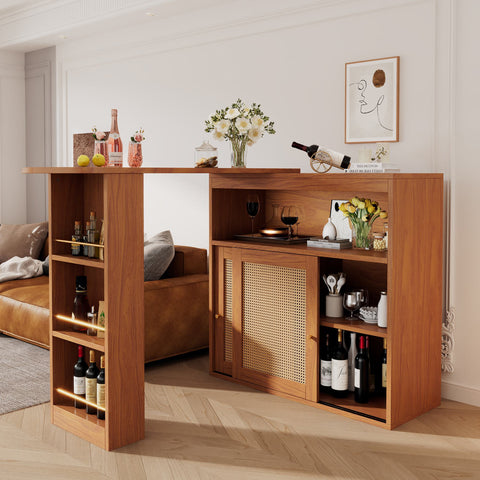 Rootz Extendable Bar Table - Versatile Table - Multifunctional Table - Adjustable Shelves - 138-193×39×104cm