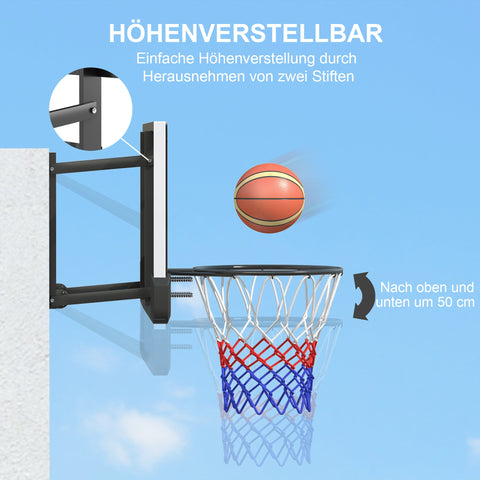 Rootz Wall Mounted Basketball Hoop - Adjustable Indoor Hoop - Shatterproof Backboard - Spring Loaded - 110cm x 70cm Back Panel