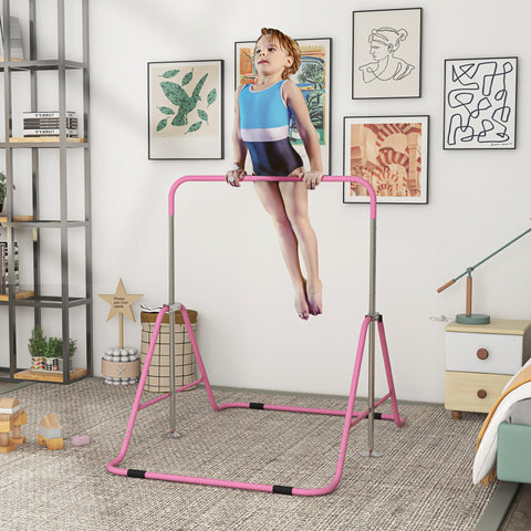 Rootz Children's Gymnastics Bar - Folding Exercise Bar - Adjustable Training Bar - Height Adjustable 88-128 cm - 154cm x 106.2cm x 88.5-128.5cm