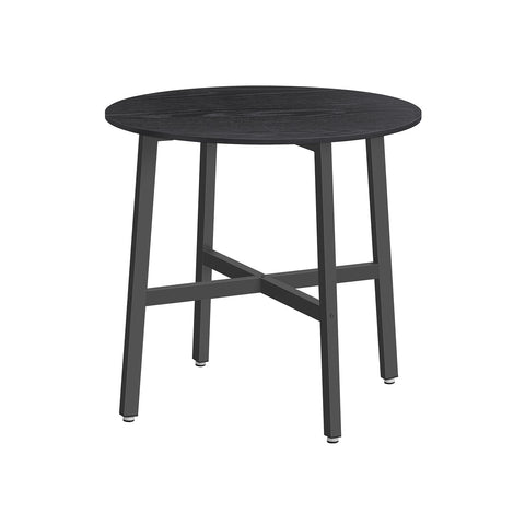 Rootz Round Dining Table - Small Ebony Black - Ink Black - Heavy Duty - 80cm d x 75cm H