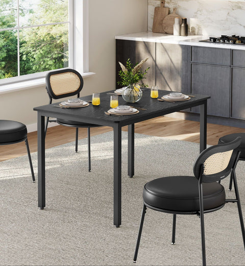Rootz Dining Table - Kitchen Table - Eating Table - Stylish Design - 70cm x 110cm x 77cm - Ebony Black-Matte Black