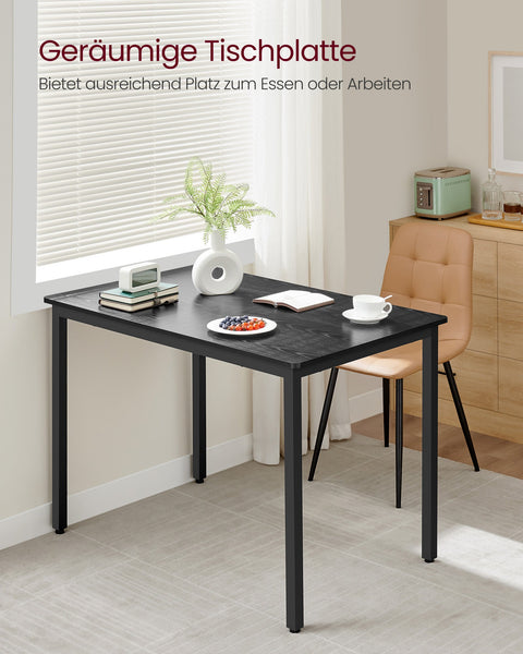 Rootz Dining Table - Kitchen Table - Eating Table - Stylish Design - 70cm x 110cm x 77cm - Ebony Black-Matte Black
