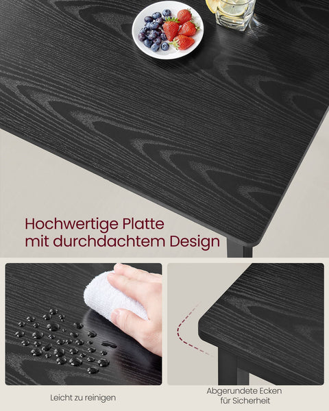 Rootz Dining Table - Kitchen Table - Eating Table - Stylish Design - 70cm x 110cm x 77cm - Ebony Black-Matte Black